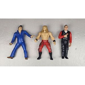 Lot Of (6) 90's Jakks Pacific Wrestling Figures. Jim Ross, Edge & Elvish Vintage